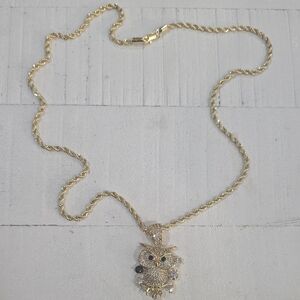 14k Gold Plated Owl Pendant Necklace, Of your Choice of Necklace